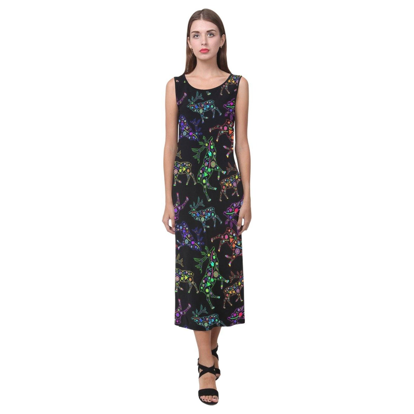 Floral Elk Phaedra Sleeveless Open Fork Long Dress (Model D08) dress e-joyer 