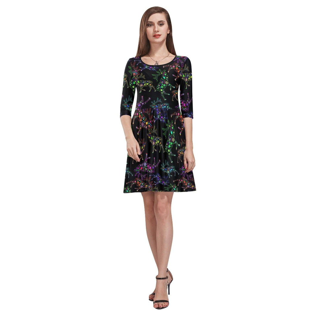 Floral Elk Tethys Half-Sleeve Skater Dress(Model D20) Tethys Half-Sleeve Skater Dress (D20) e-joyer 