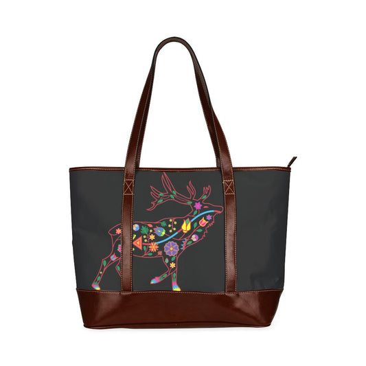 Floral Elk Tote Handbag (Model 1642) Tote Handbags (1642) e-joyer 