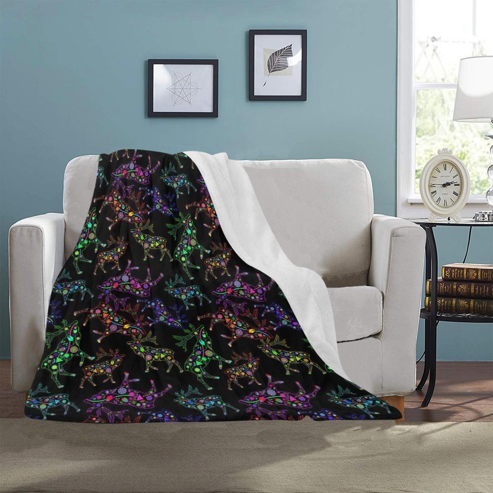 Floral Elk Ultra-Soft Micro Fleece Blanket 40"x50" Ultra-Soft Blanket 40''x50'' e-joyer 