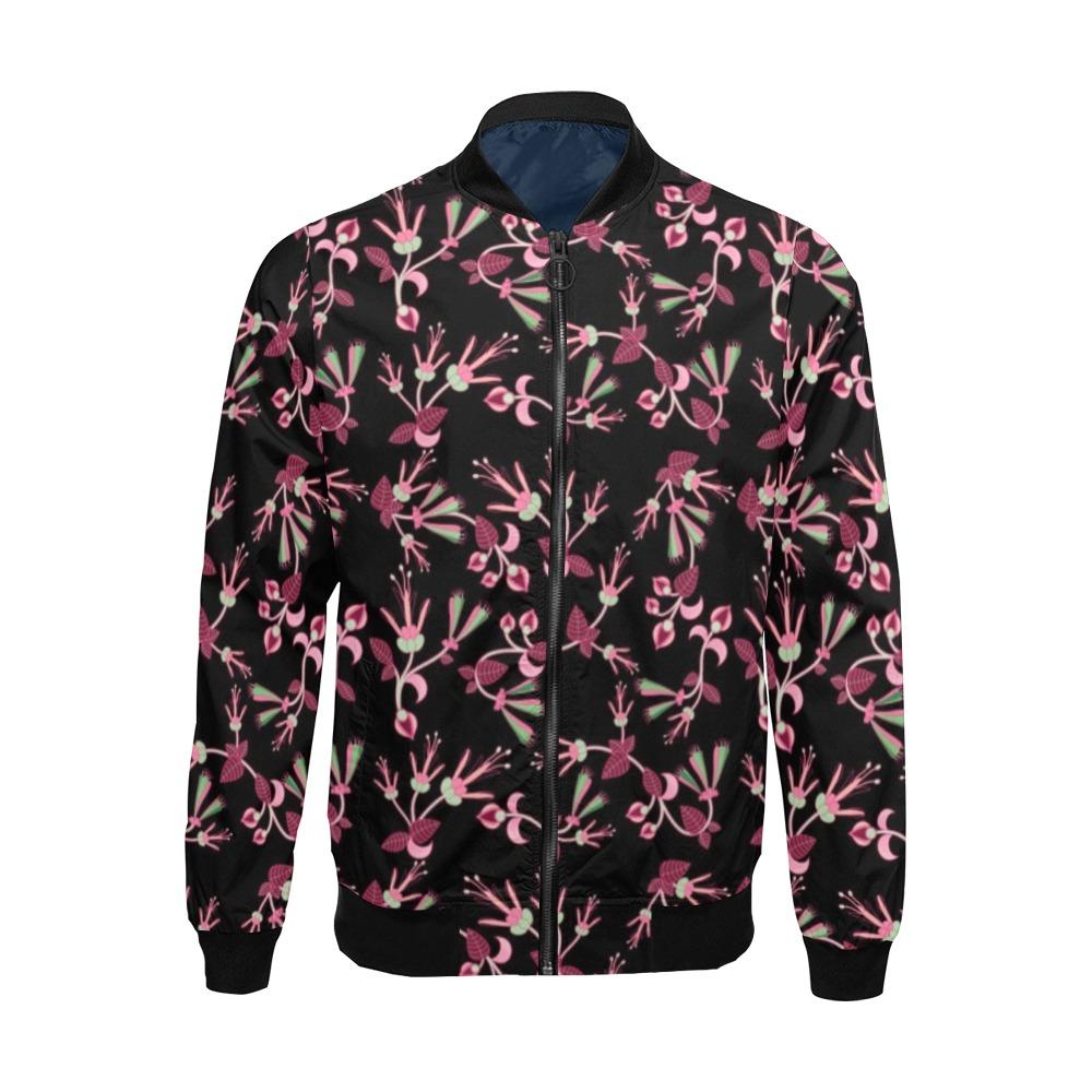 Floral Green Black All Over Print Bomber Jacket for Men (Model H19) Jacket e-joyer 