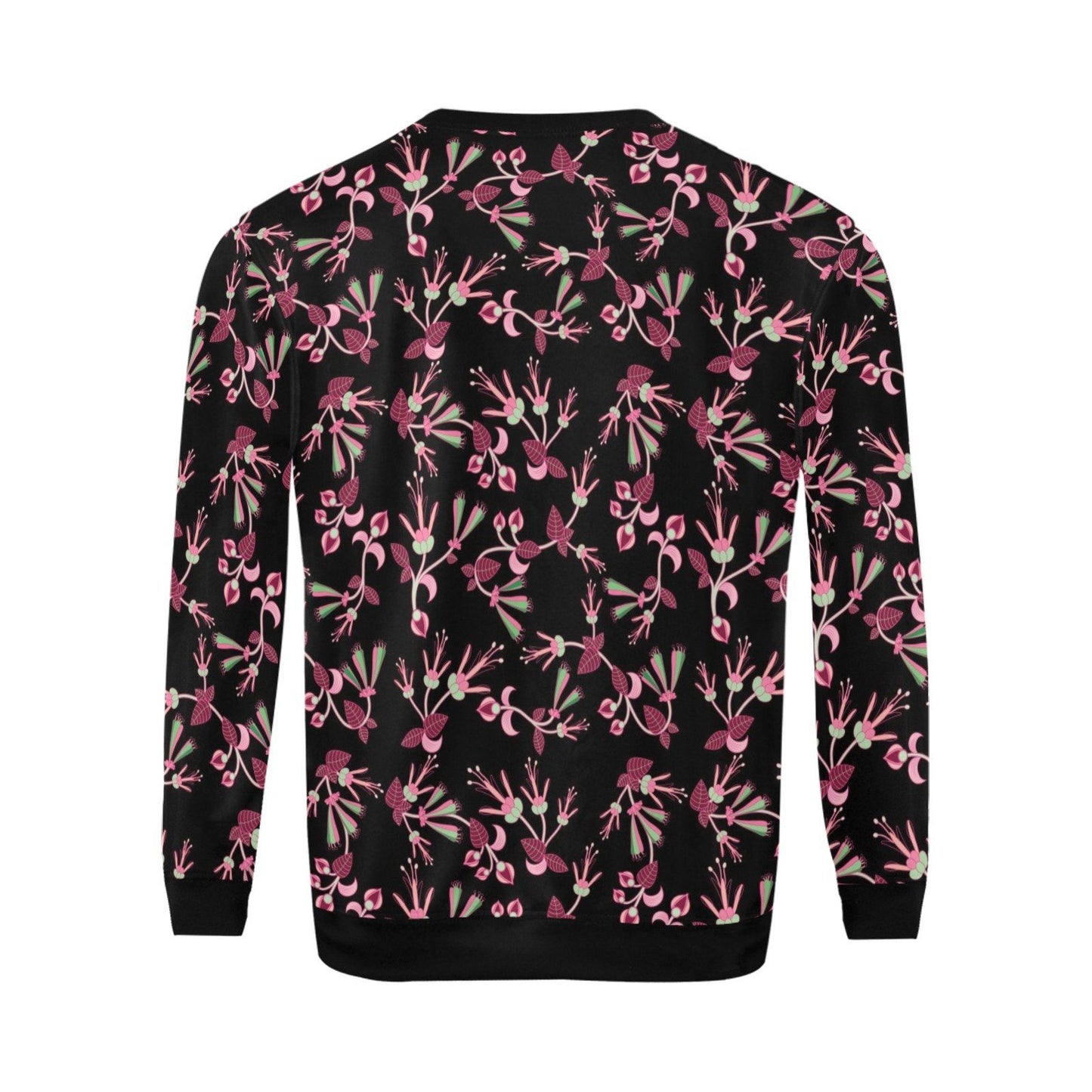 Floral Green Black All Over Print Crewneck Sweatshirt for Men (Model H18) shirt e-joyer 