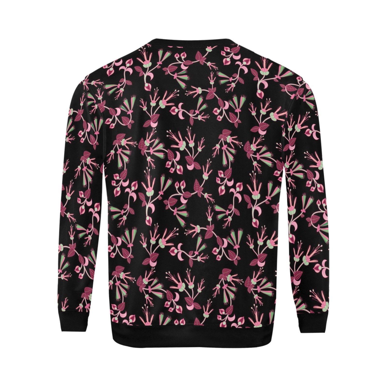 Floral Green Black All Over Print Crewneck Sweatshirt for Men (Model H18) shirt e-joyer 