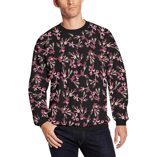 Floral Green Black All Over Print Crewneck Sweatshirt for Men (Model H18) shirt e-joyer 