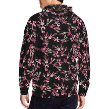 Load image into Gallery viewer, Floral Green Black All Over Print Full Zip Hoodie for Men (Model H14) All Over Print Full Zip Hoodie for Men (H14) e-joyer 
