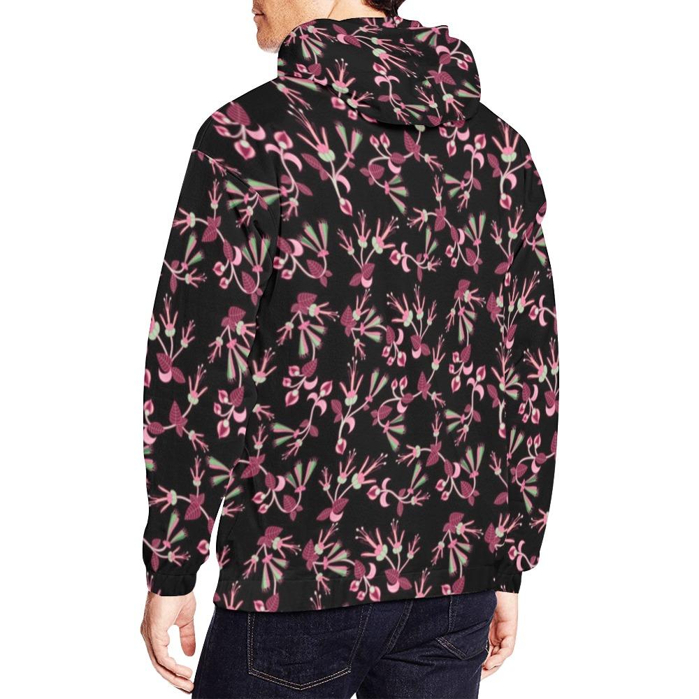 Floral Green Black All Over Print Hoodie for Men (USA Size) (Model H13) All Over Print Hoodie for Men (H13) e-joyer 