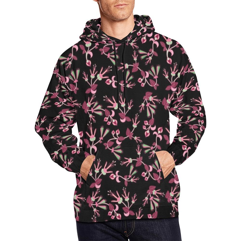 Floral Green Black All Over Print Hoodie for Men (USA Size) (Model H13) All Over Print Hoodie for Men (H13) e-joyer 