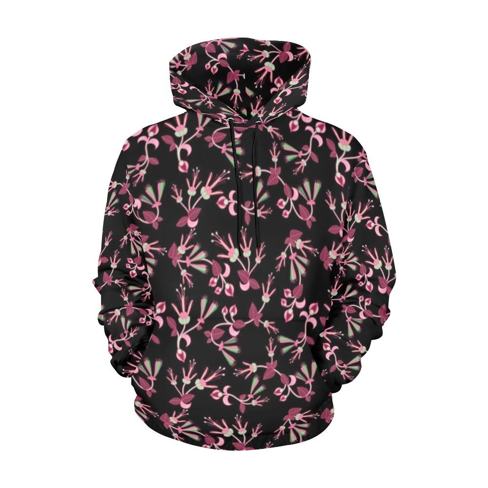 Floral Green Black All Over Print Hoodie for Women (USA Size) (Model H13) All Over Print Hoodie for Women (H13) e-joyer 