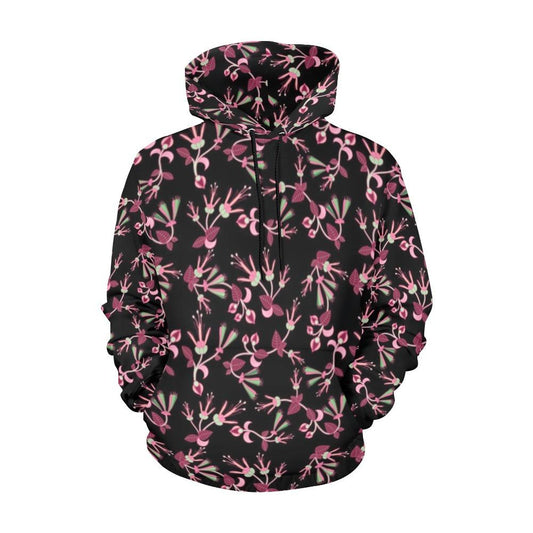 Floral Green Black All Over Print Hoodie for Women (USA Size) (Model H13) All Over Print Hoodie for Women (H13) e-joyer 