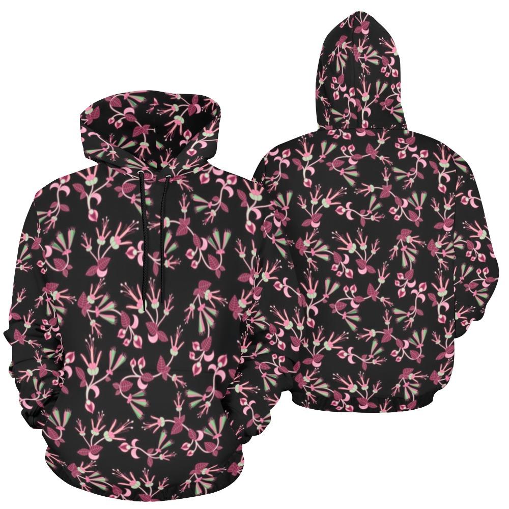 Floral Green Black All Over Print Hoodie for Women (USA Size) (Model H13) All Over Print Hoodie for Women (H13) e-joyer 
