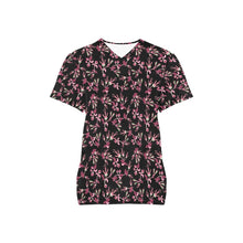 Load image into Gallery viewer, Floral Green Black All Over Print Scrub Top Scrub Top e-joyer 
