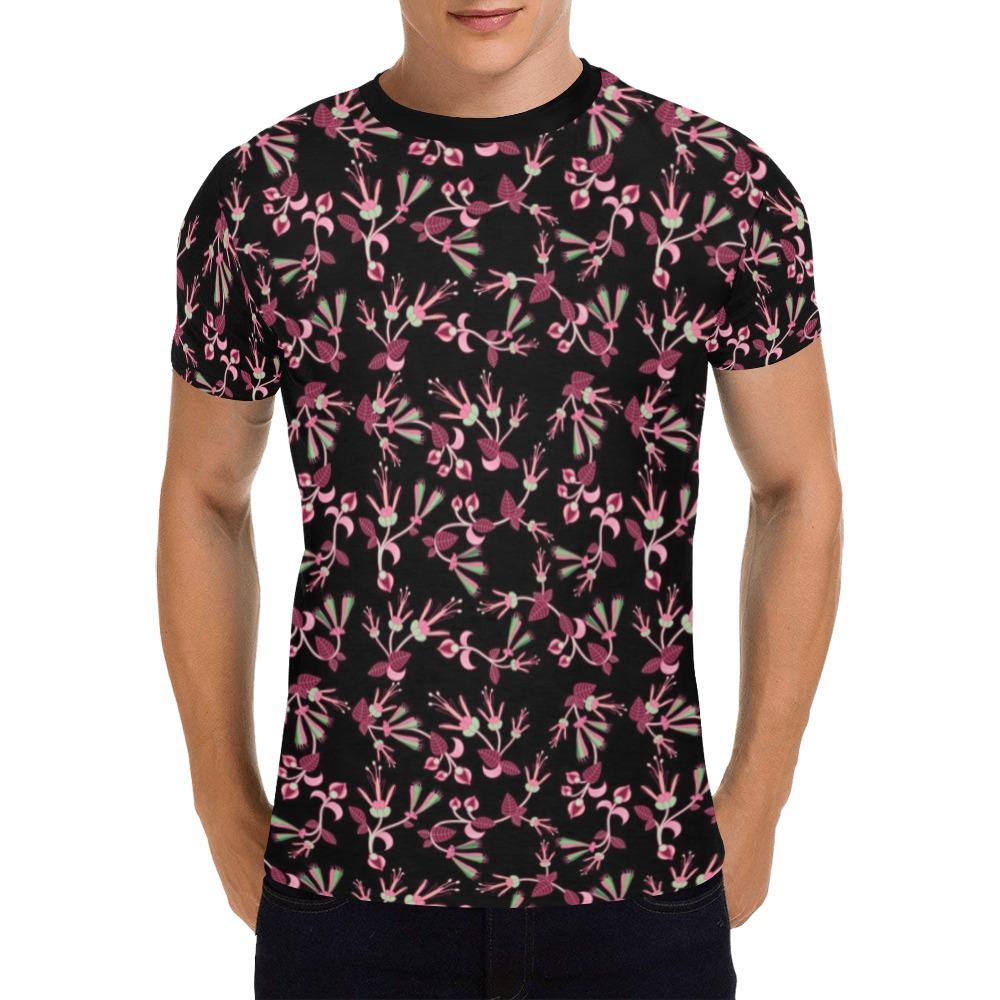 Floral Green Black All Over Print T-Shirt for Men (USA Size) (Model T40) All Over Print T-Shirt for Men (T40) e-joyer 