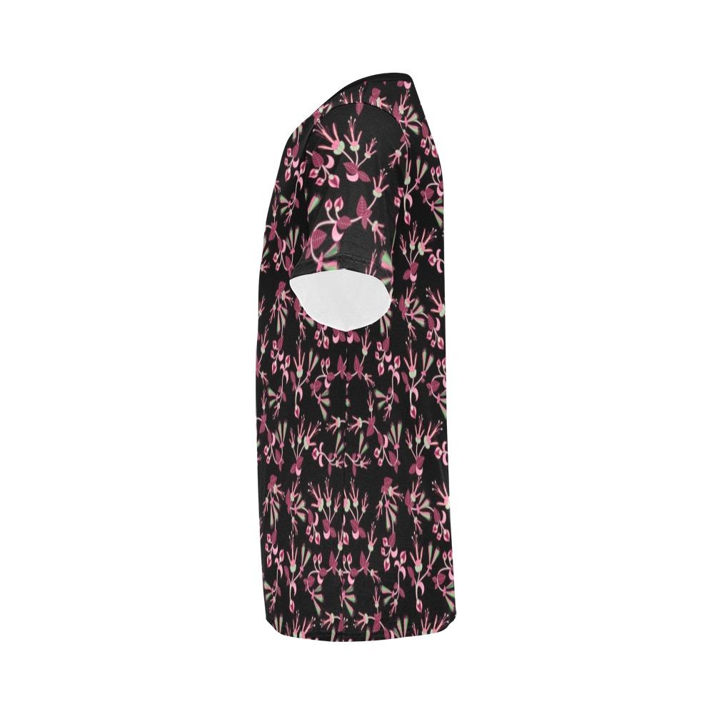 Floral Green Black All Over Print T-Shirt for Men (USA Size) (Model T40) All Over Print T-Shirt for Men (T40) e-joyer 