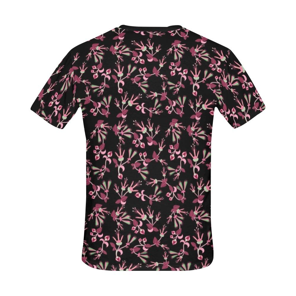 Floral Green Black All Over Print T-Shirt for Men (USA Size) (Model T40) All Over Print T-Shirt for Men (T40) e-joyer 