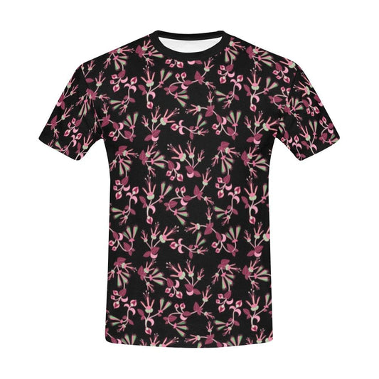Floral Green Black All Over Print T-Shirt for Men (USA Size) (Model T40) All Over Print T-Shirt for Men (T40) e-joyer 