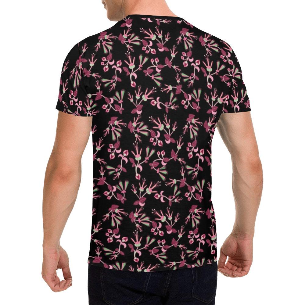 Floral Green Black All Over Print T-Shirt for Men (USA Size) (Model T40) All Over Print T-Shirt for Men (T40) e-joyer 