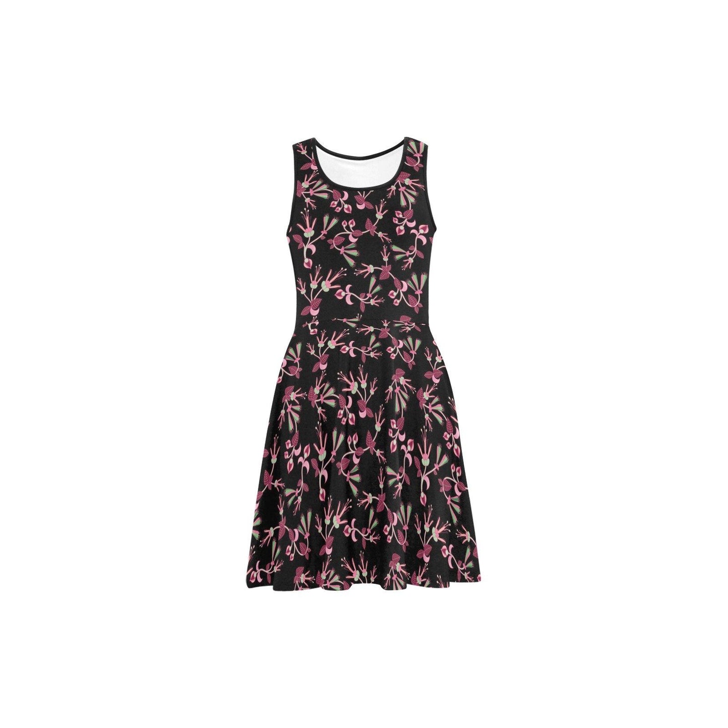 Floral Green Black Atalanta Sundress (Model D04) Atalanta Sundress (D04) e-joyer 