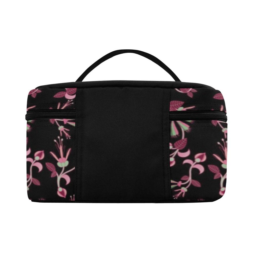 Floral Green Black Cosmetic Bag/Large (Model 1658) bag e-joyer 