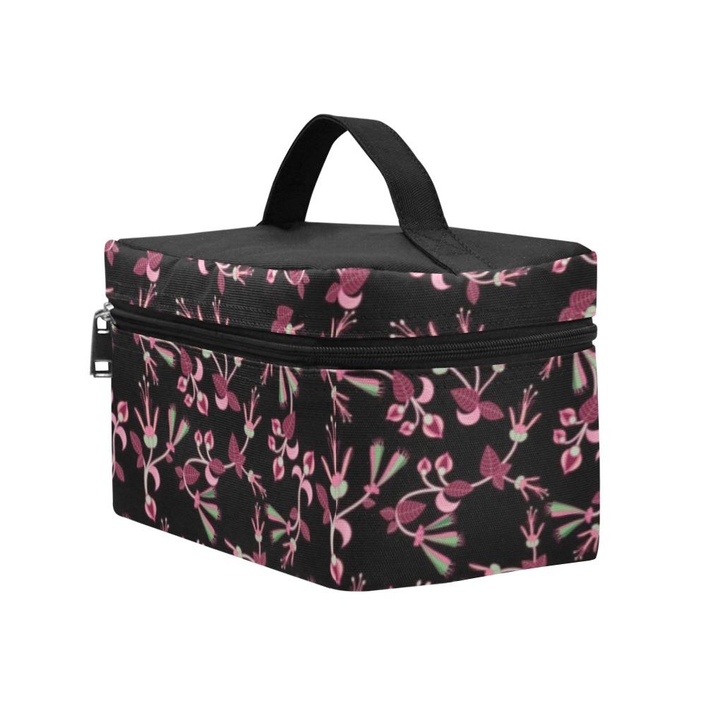Floral Green Black Cosmetic Bag/Large (Model 1658) bag e-joyer 
