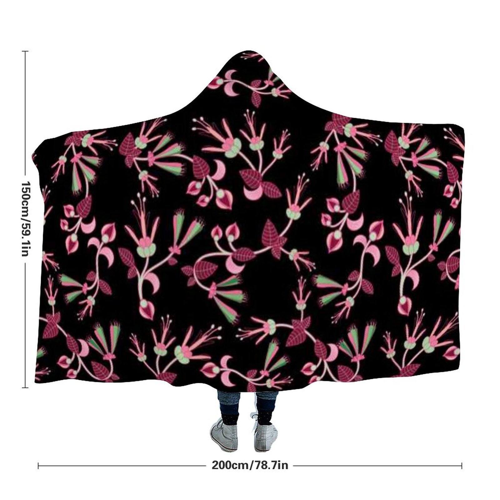 Floral Green Black Hooded Blanket blanket 49 Dzine 