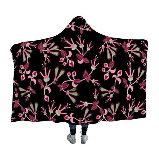 Floral Green Black Hooded Blanket blanket 49 Dzine 