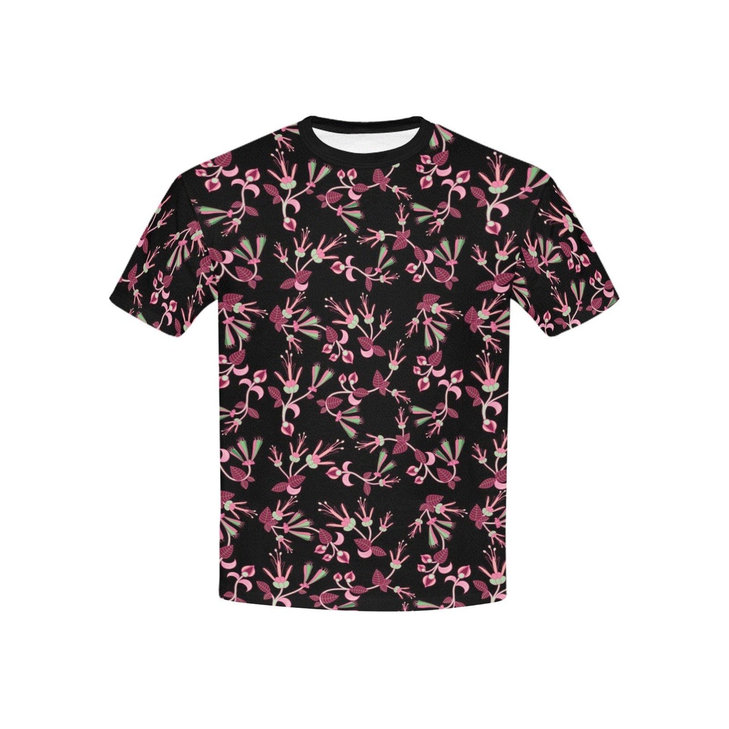 Floral Green Black Kids' All Over Print T-shirt (USA Size) (Model T40) All Over Print T-shirt for Kid (T40) e-joyer 