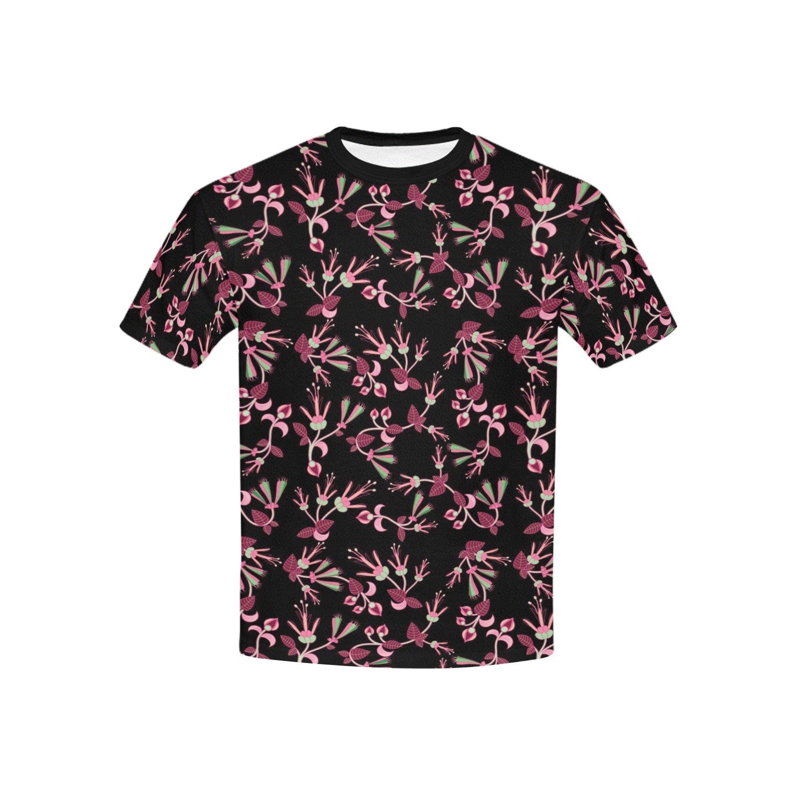 Floral Green Black Kids' All Over Print T-shirt (USA Size) (Model T40) All Over Print T-shirt for Kid (T40) e-joyer 
