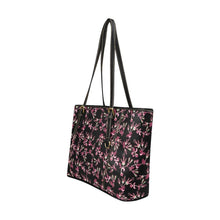 Load image into Gallery viewer, Floral Green Black Leather Tote Bag/Large (Model 1640) Leather Tote Bag (1640) e-joyer 
