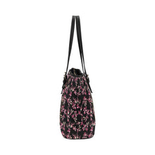 Load image into Gallery viewer, Floral Green Black Leather Tote Bag/Large (Model 1640) Leather Tote Bag (1640) e-joyer 
