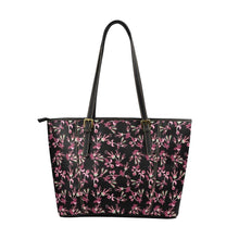 Load image into Gallery viewer, Floral Green Black Leather Tote Bag/Large (Model 1640) Leather Tote Bag (1640) e-joyer 
