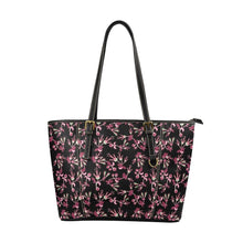 Load image into Gallery viewer, Floral Green Black Leather Tote Bag/Large (Model 1640) Leather Tote Bag (1640) e-joyer 
