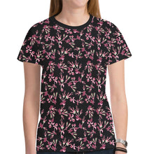 Load image into Gallery viewer, Floral Green Black New All Over Print T-shirt for Women (Model T45) tshirt e-joyer 
