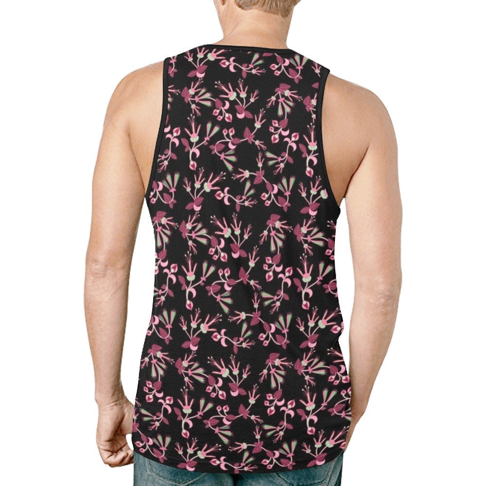Floral Green Black New All Over Print Tank Top for Men (Model T46) New All Over Print Tank Top for Men (T46) e-joyer 