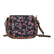 Load image into Gallery viewer, Floral Green Black Saddle Bag/Large (Model 1649) Saddle Bag/Large e-joyer 
