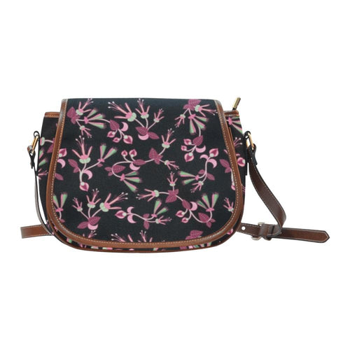 Floral Green Black Saddle Bag/Large (Model 1649) Saddle Bag/Large e-joyer 