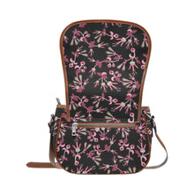 Load image into Gallery viewer, Floral Green Black Saddle Bag/Large (Model 1649) Saddle Bag/Large e-joyer 
