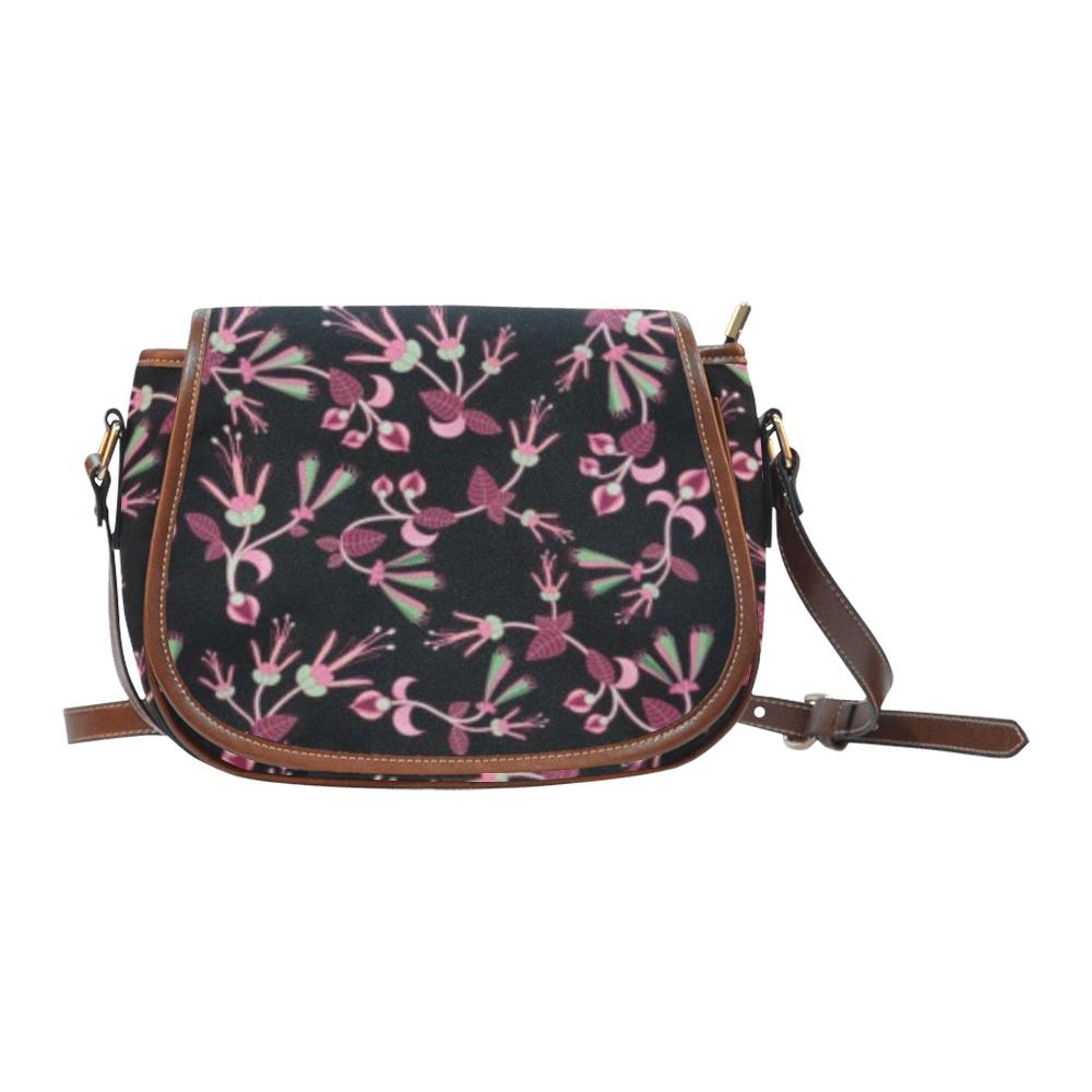 Floral Green Black Saddle Bag/Small (Model 1649) Full Customization Saddle Bag/Small (Full Customization) e-joyer 