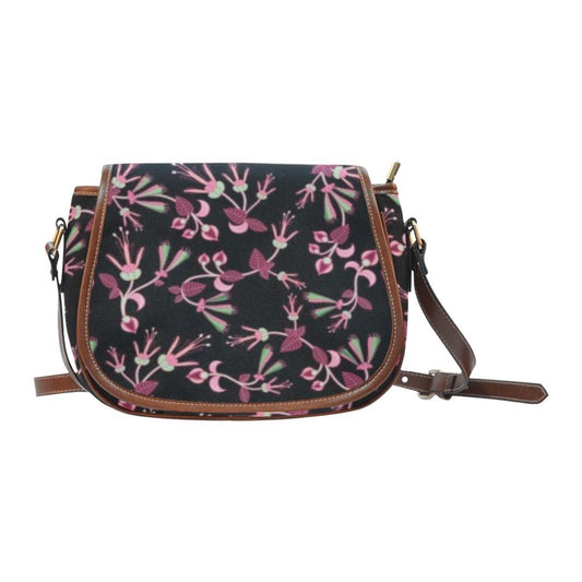 Floral Green Black Saddle Bag/Small (Model 1649) Full Customization Saddle Bag/Small (Full Customization) e-joyer 