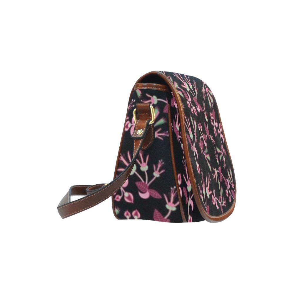 Floral Green Black Saddle Bag/Small (Model 1649) Full Customization Saddle Bag/Small (Full Customization) e-joyer 