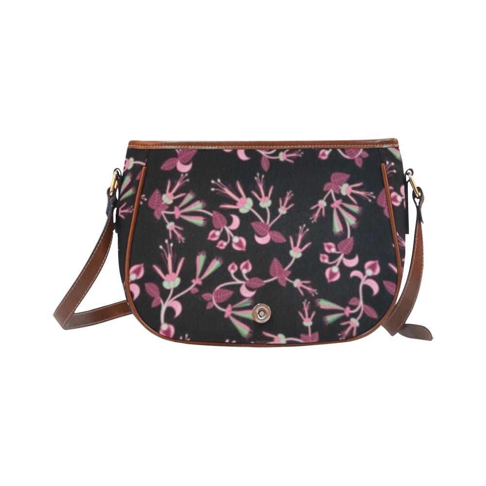 Floral Green Black Saddle Bag/Small (Model 1649) Full Customization Saddle Bag/Small (Full Customization) e-joyer 