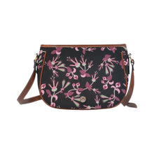 Load image into Gallery viewer, Floral Green Black Saddle Bag/Small (Model 1649) Full Customization Saddle Bag/Small (Full Customization) e-joyer 
