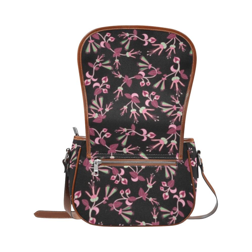 Floral Green Black Saddle Bag/Small (Model 1649) Full Customization Saddle Bag/Small (Full Customization) e-joyer 