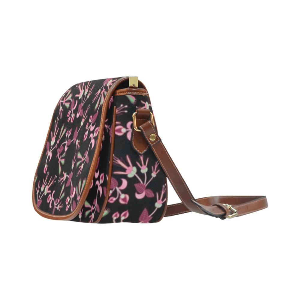 Floral Green Black Saddle Bag/Small (Model 1649) Full Customization Saddle Bag/Small (Full Customization) e-joyer 