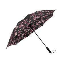 Load image into Gallery viewer, Floral Green Black Semi-Automatic Foldable Umbrella (Model U05) Semi-Automatic Foldable Umbrella e-joyer 
