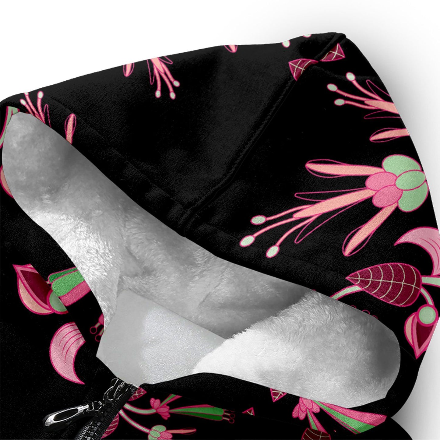 Floral Green Black Sherpa Hoodie hoodie Herman 