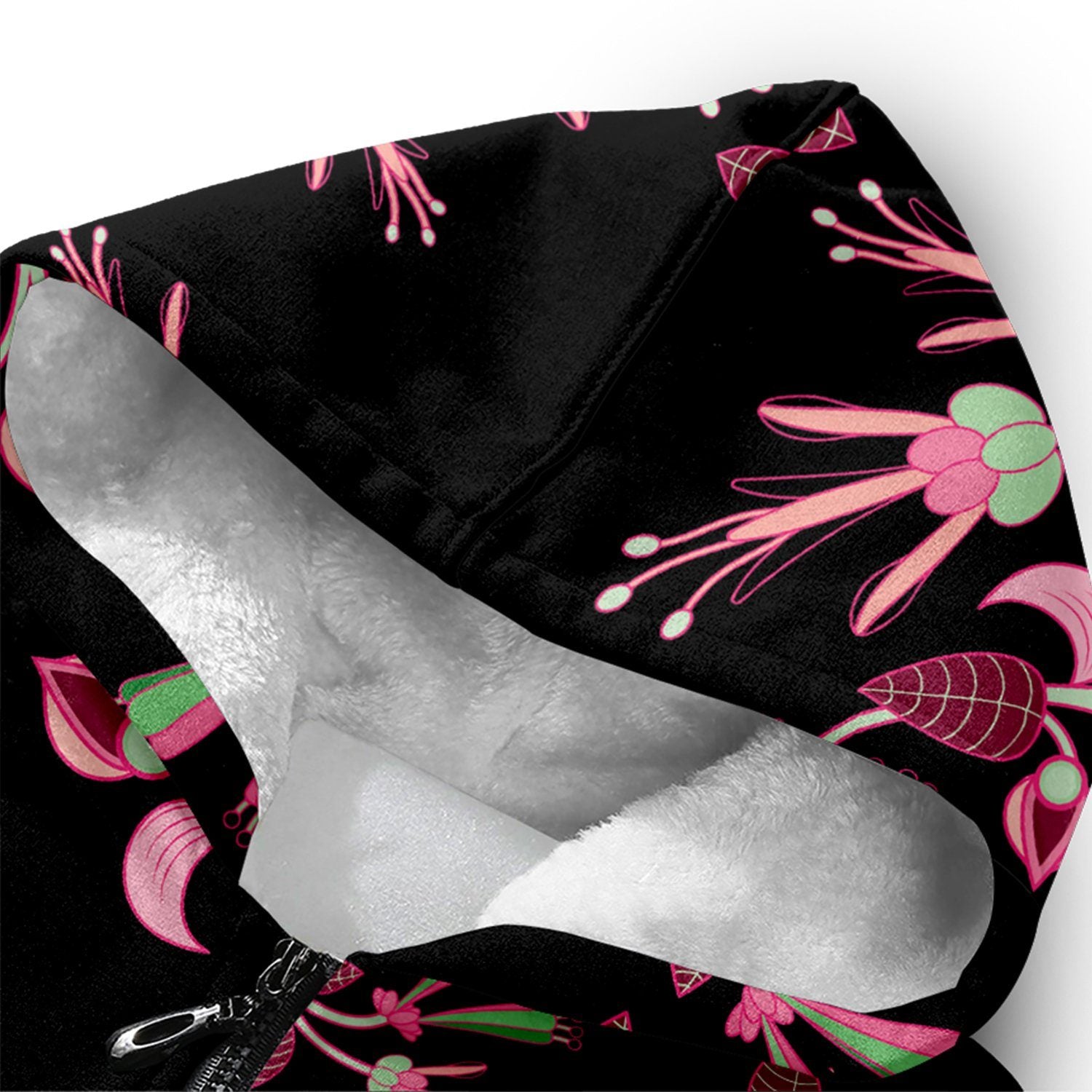 Floral Green Black Sherpa Hoodie hoodie Herman 