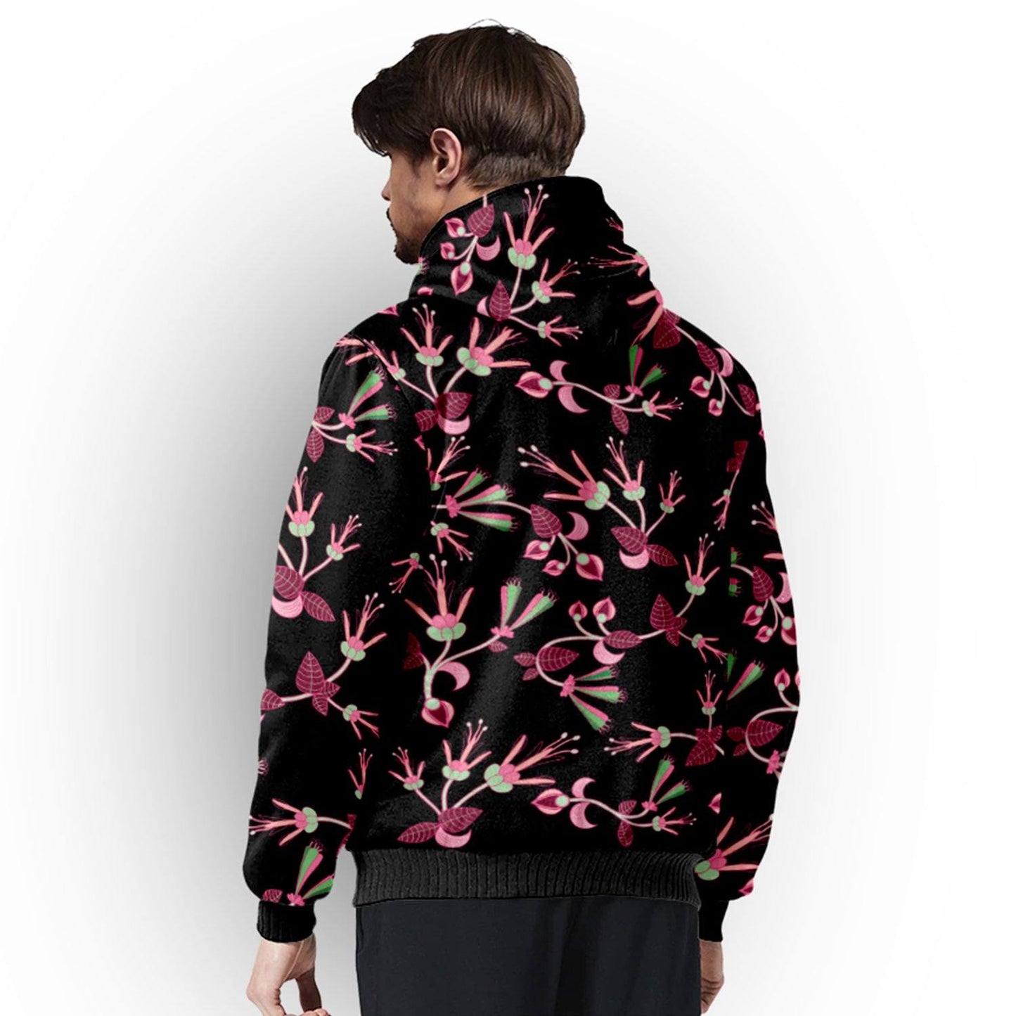 Floral Green Black Sherpa Hoodie hoodie Herman 