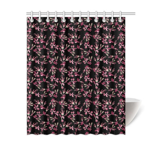 Floral Green Black Shower Curtain 60"x72" Shower Curtain 60"x72" e-joyer 