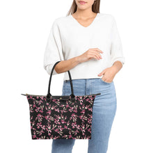 Load image into Gallery viewer, Floral Green Black Single-Shoulder Lady Handbag (Model 1714) bag e-joyer 
