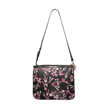 Load image into Gallery viewer, Floral Green Black Small Shoulder Bag (Model 1710) Small Shoulder Bag (1710) e-joyer 
